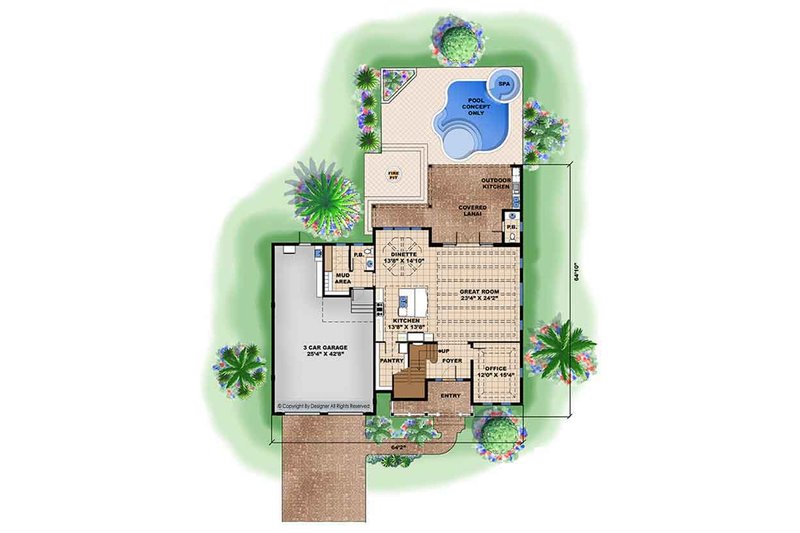 Architectural House Design - Floor Plan - Main Floor for Country House Plan #1017-168 - 3 bed, 3 bath