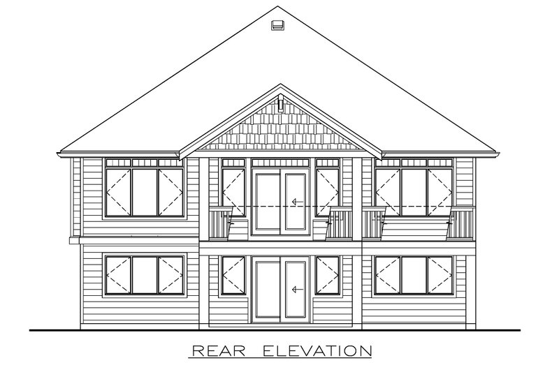 House Design - Exterior - Rear Elevation for Craftsman House Plan #1100-148 - 2 bed, 2 bath