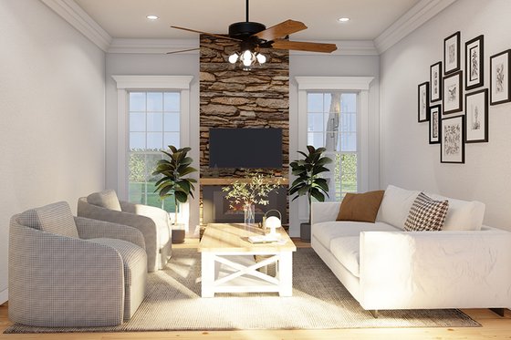 Interior - Family Room for Cottage House Plan #17-1052 - 3 bed, 2 bath