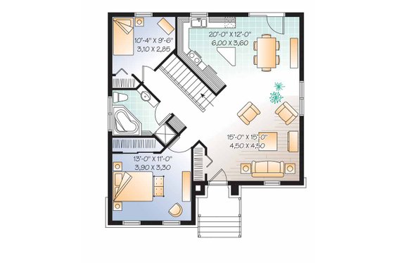 Floor Plan - Main Floor for European House Plan #23-2501 - 4 bed, 2 bath