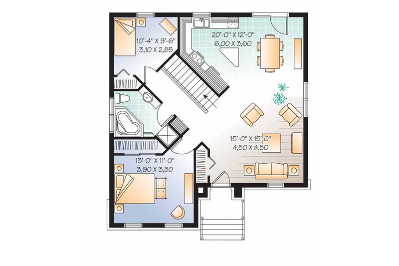 Home Plan - Floor Plan - Main Floor for European House Plan #23-2501 - 4 bed, 2 bath