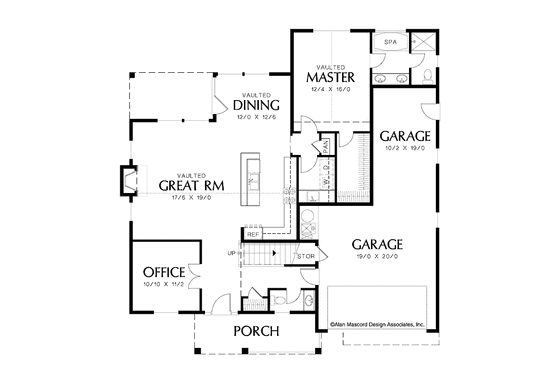Floor Plan - Main Floor for Craftsman House Plan #48-849 - 3 bed, 2.5 bath