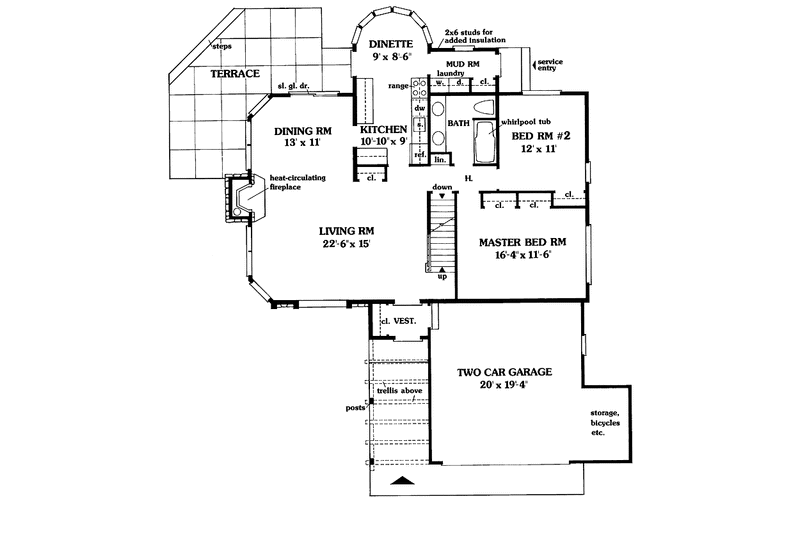 House Blueprint - Floor Plan - Main Floor for Contemporary House Plan #456-42 - 4 bed, 2 bath