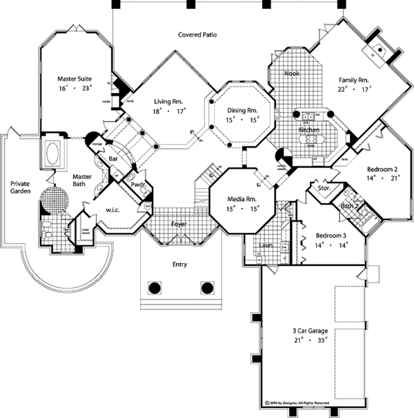 House Plan Design - Mediterranean Floor Plan - Main Floor Plan #417-478