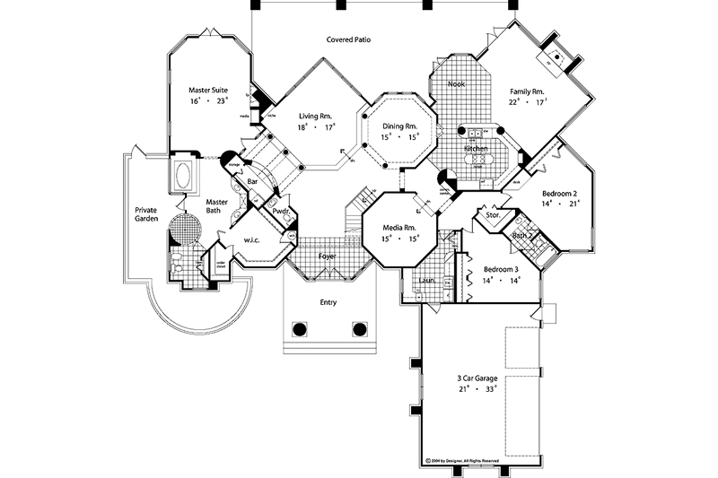 House Blueprint - Floor Plan - Main Floor for Mediterranean House Plan #417-478 - 4 bed, 3.5 bath