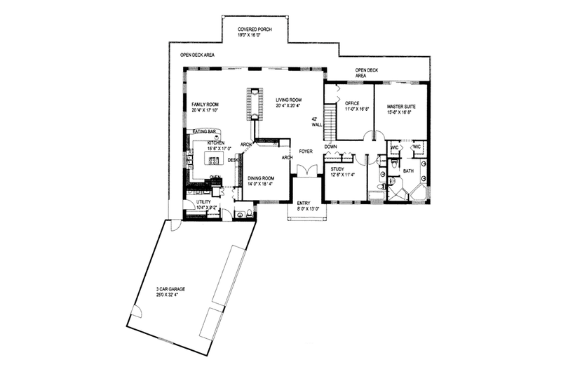 Home Plan - Floor Plan - Main Floor for Contemporary House Plan #117-842 - 3 bed, 3.5 bath