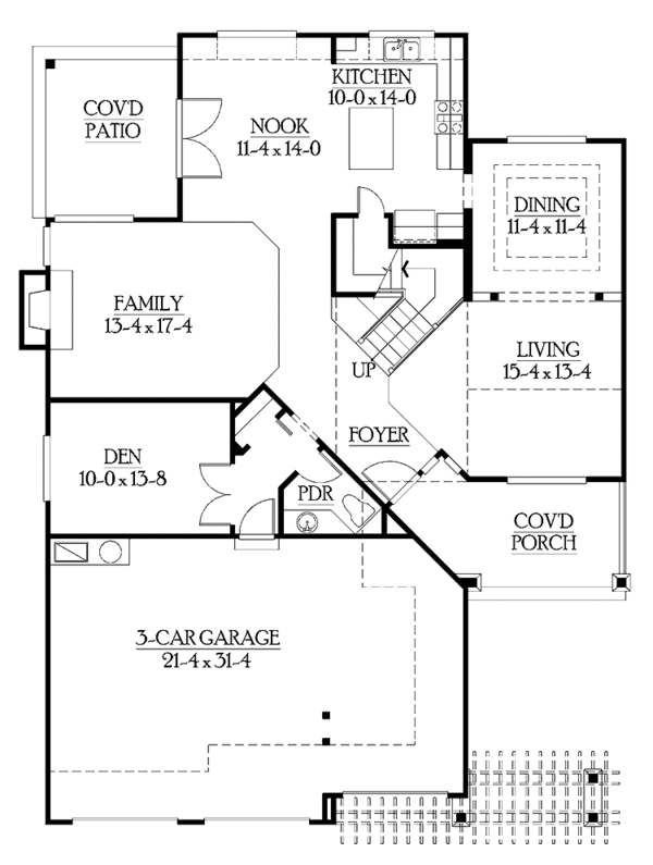 House Plan Design - Craftsman Floor Plan - Main Floor Plan #132-313