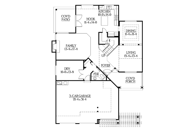 Dream House Plan - Floor Plan - Main Floor for Craftsman House Plan #132-313 - 4 bed, 2.5 bath