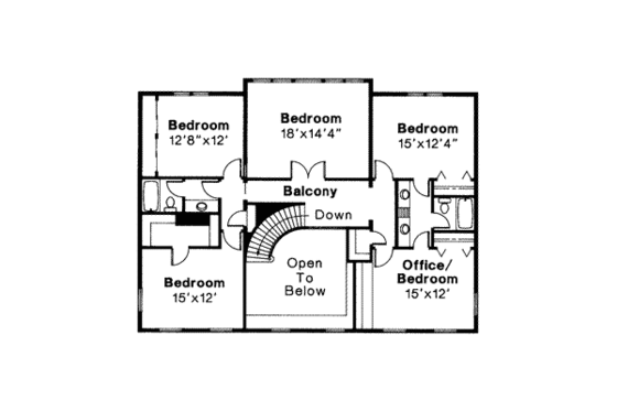 Floor Plan - Upper Floor for Colonial House Plan #124-287 - 6 bed, 3.5 bath