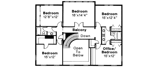 Colonial Floor Plan - Upper Floor Plan #124-287