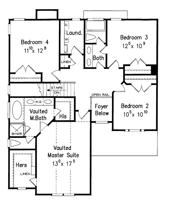 Country Floor Plan - Upper Floor Plan #927-897