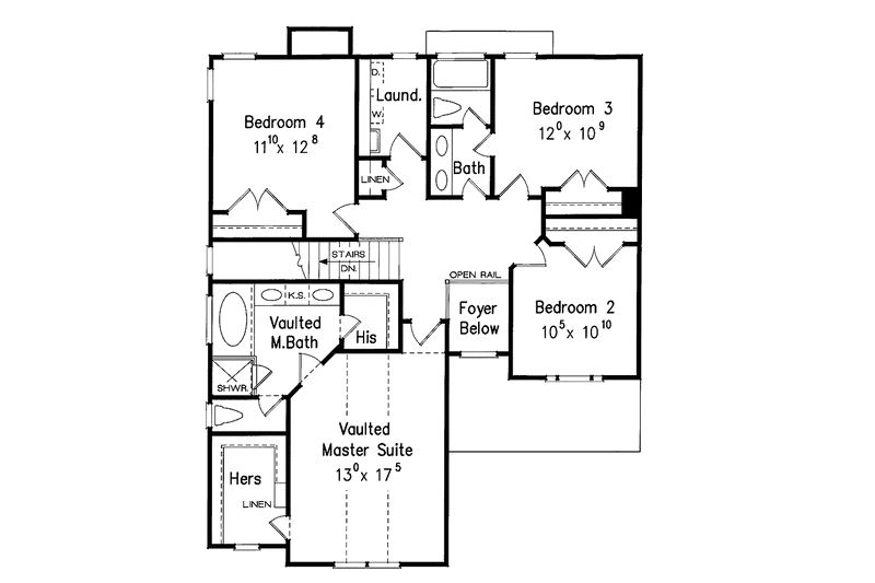 House Blueprint - Floor Plan - Upper Floor for Country House Plan #927-897 - 4 bed, 2.5 bath