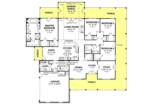 Architectural House Design - Country Floor Plan - Main Floor Plan #20-168