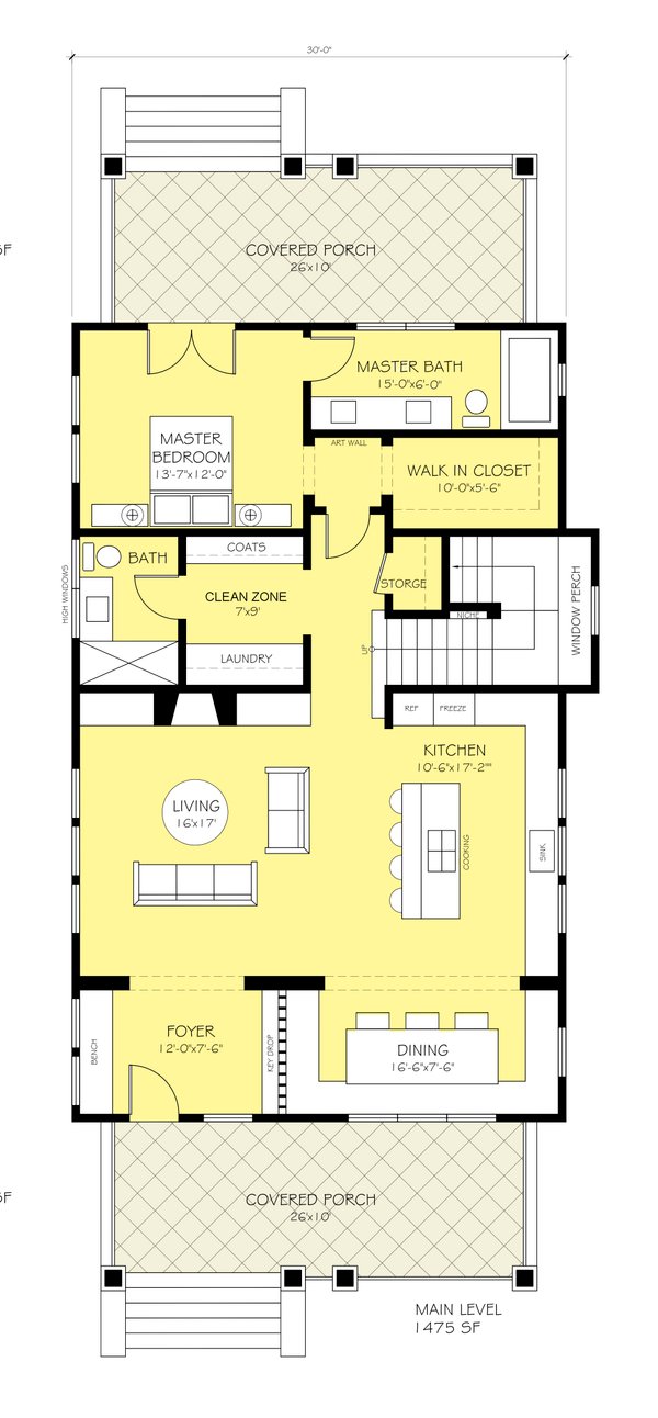 Craftsman Floor Plan - Main Floor Plan #888-12
