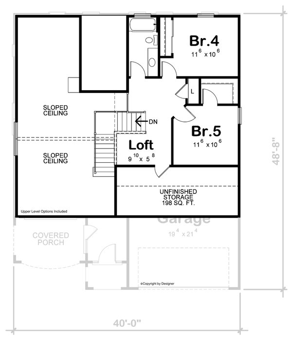 Modern Floor Plan - Upper Floor Plan #20-2488