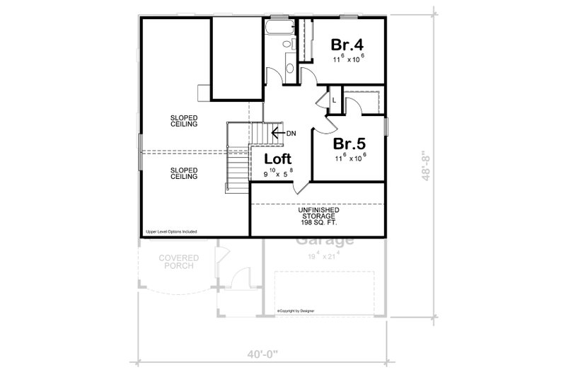 House Plan Design - Floor Plan - Upper Floor 1 for Cottage House Plan #20-2488 - 4 bed, 2.5 bath