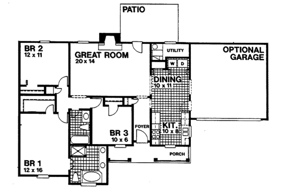 Floor Plan - Main Floor for Country House Plan #30-213 - 3 bed, 2 bath