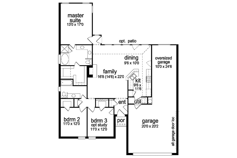 Dream House Plan - Floor Plan - Main Floor for Traditional House Plan #84-681 - 3 bed, 2 bath