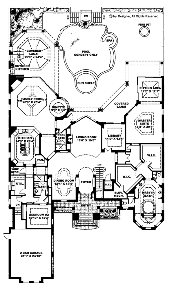 Dream House Plan - Mediterranean Floor Plan - Main Floor Plan #1017-44
