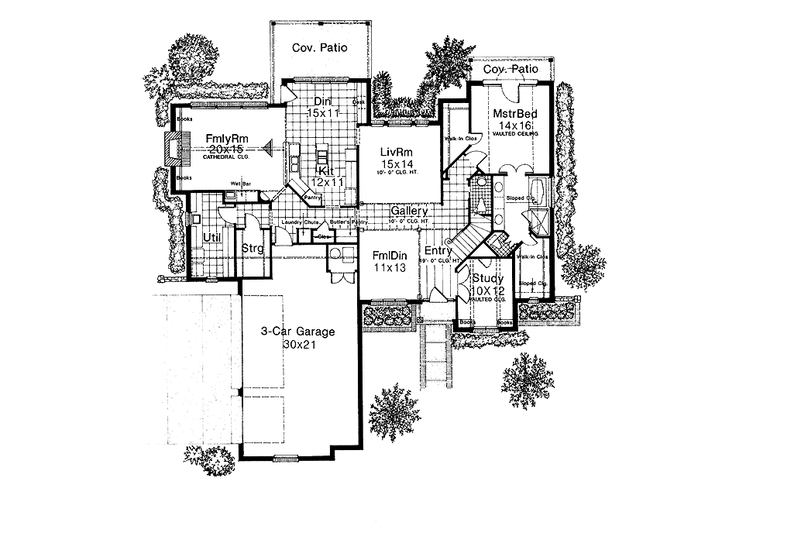 House Plan Design - Floor Plan - Main Floor for European House Plan #310-1021 - 4 bed, 3.5 bath