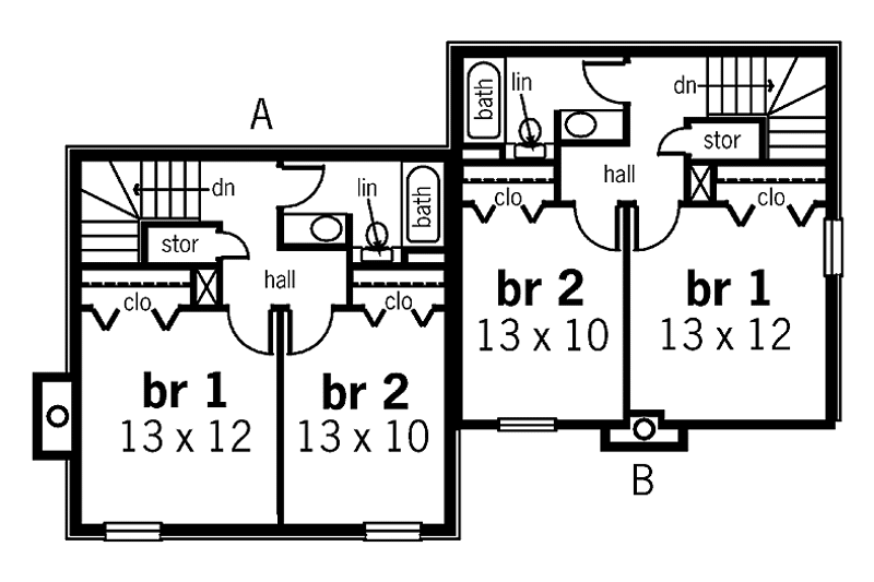 Home Plan - Floor Plan - Upper Floor for Traditional House Plan #45-397 - 4 bed, 2 bath