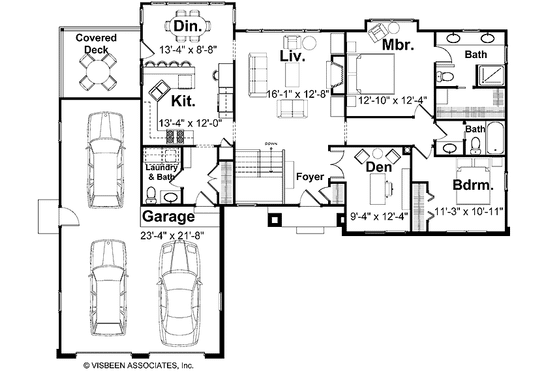 Floor Plan - Main Floor for Craftsman House Plan #928-136 - 4 bed, 3.5 bath