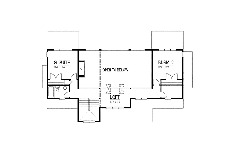 Home Plan - Floor Plan - Upper Floor for Contemporary House Plan #569-25 - 3 bed, 2.5 bath
