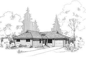 Architectural House Design - Prairie Exterior - Front Elevation Plan #60-944