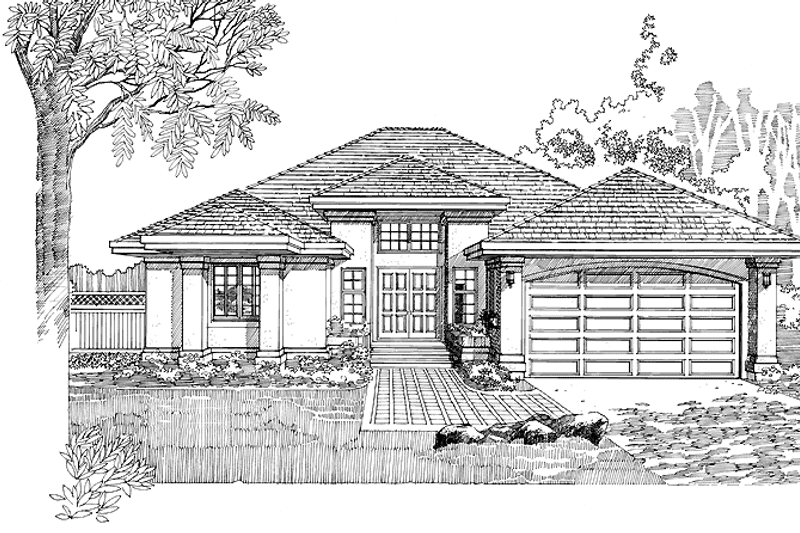 Home Plan - Exterior - Front Elevation 3 for Prairie House Plan #47-763 - 3 bed, 2 bath