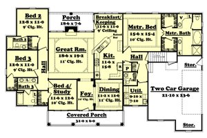Floor Plan - Main Floor for Colonial House Plan #430-35 - 4 bed, 3.5 bath