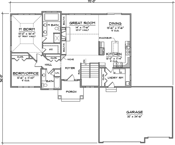Architectural House Design - Prairie Floor Plan - Main Floor Plan #981-13
