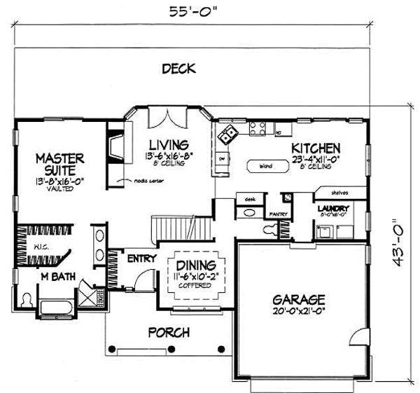 Architectural House Design - Country Floor Plan - Main Floor Plan #50-198