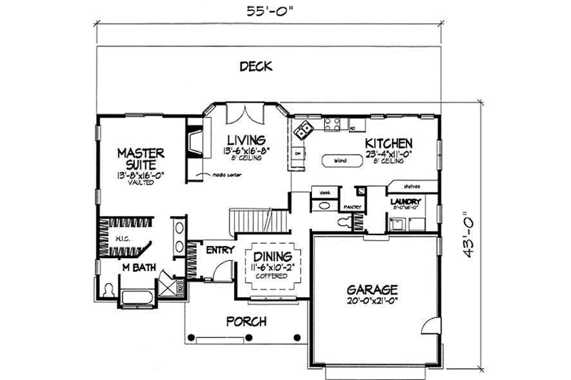 Dream House Plan - Floor Plan - Main Floor for Country House Plan #50-198 - 3 bed, 2.5 bath