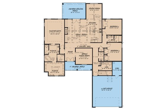 Floor Plan - Main Floor for Traditional House Plan #923-32 - 4 bed, 3.5 bath