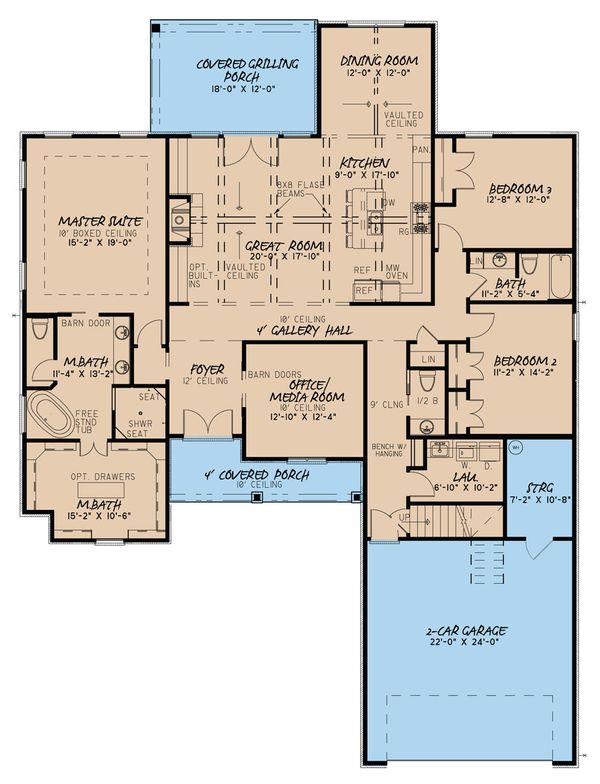 Architectural House Design - Traditional Floor Plan - Main Floor Plan #923-32