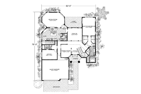 Floor Plan - Main Floor for Mediterranean House Plan #420-233 - 5 bed, 4 bath