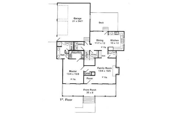 Floor Plan - Main Floor for Country House Plan #41-171 - 3 bed, 2.5 bath