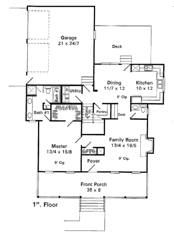House Design - Country Floor Plan - Main Floor Plan #41-171