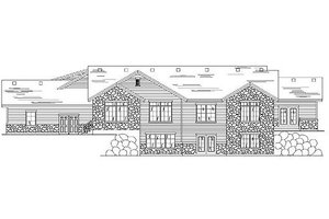 Exterior - Rear Elevation for Ranch House Plan #5-387 - 4 bed, 3 bath