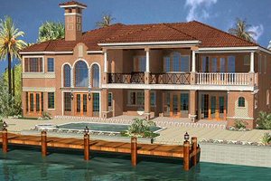 Exterior - Rear Elevation for Mediterranean House Plan #420-190 - 7 bed, 8.5 bath