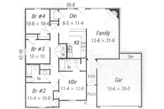 Floor Plan - Main Floor for Traditional House Plan #329-144 - 4 bed, 2 bath