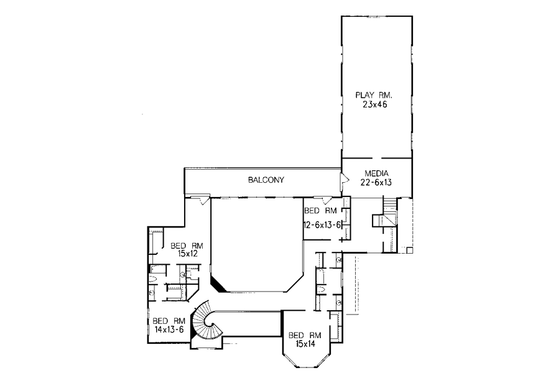 Floor Plan - Upper Floor for Mediterranean House Plan #15-240 - 5 bed, 4 bath