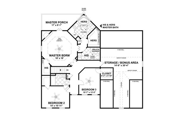 Craftsman Floor Plan - Upper Floor Plan #56-641