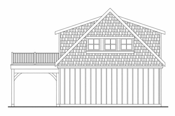 Exterior - Rear Elevation for Farmhouse House Plan #124-893, 1 bath