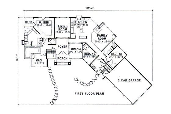 Floor Plan - Main Floor for Modern House Plan #67-390 - 4 bed, 3.5 bath