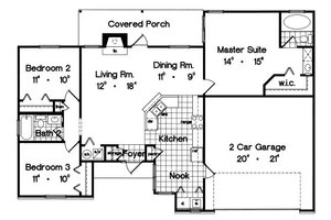 Floor Plan - Main Floor for Ranch House Plan #417-113 - 3 bed, 2 bath