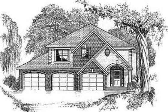 Exterior - Front Elevation for European House Plan #409-106 - 3 bed, 2 bath