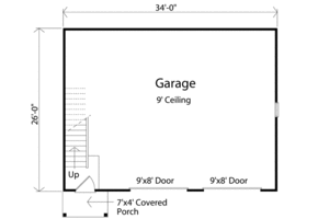 Floor Plan - Main Floor for Colonial House Plan #22-420 - 1 bed, 1 bath