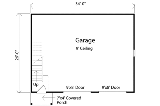 Floor Plan - Main Floor for Colonial House Plan #22-420 - 1 bed, 1 bath