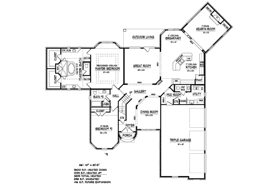 Floor Plan - Main Floor for European House Plan #424-229 - 4 bed, 4.5 bath